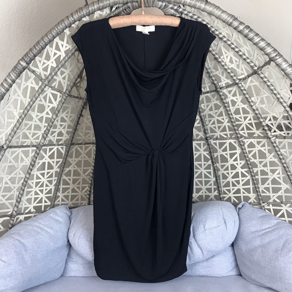 Michael Kors Drapped Neck Sleeveless Dress-Black